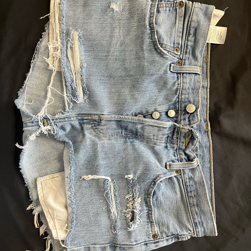 Levi's Light Blue Distressed Jean Shorts